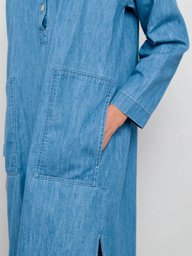 Folk Stack Dress in Lightweight Denim