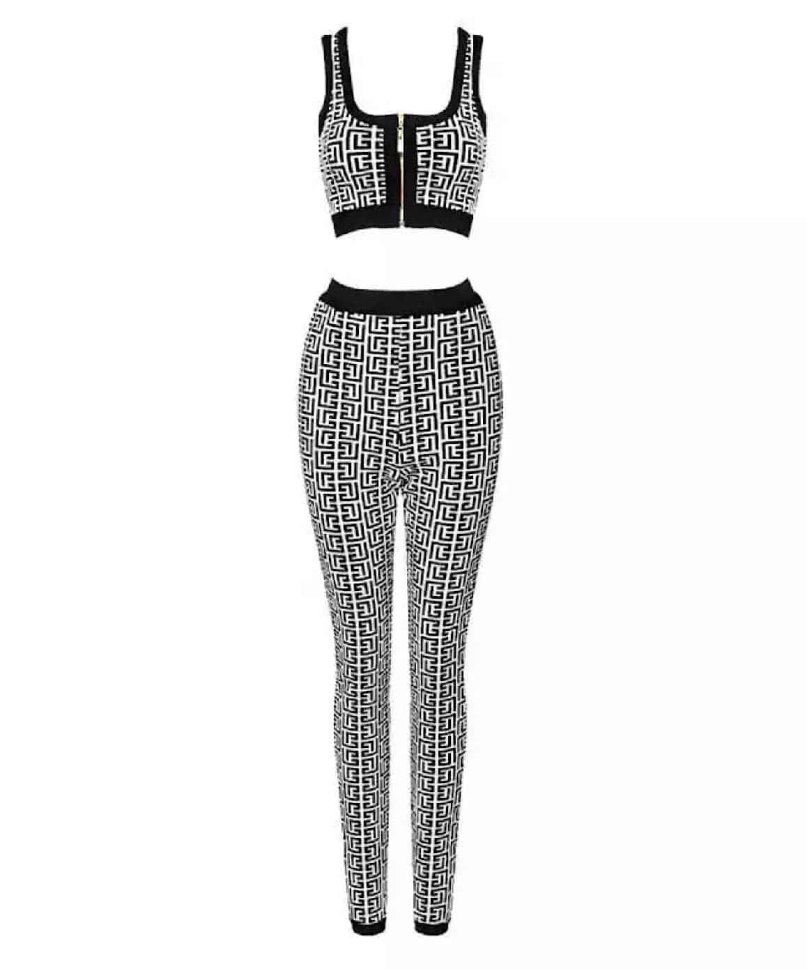 Geometric Pattern Knit Legging Set