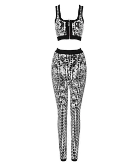 Geometric Pattern Knit Legging Set