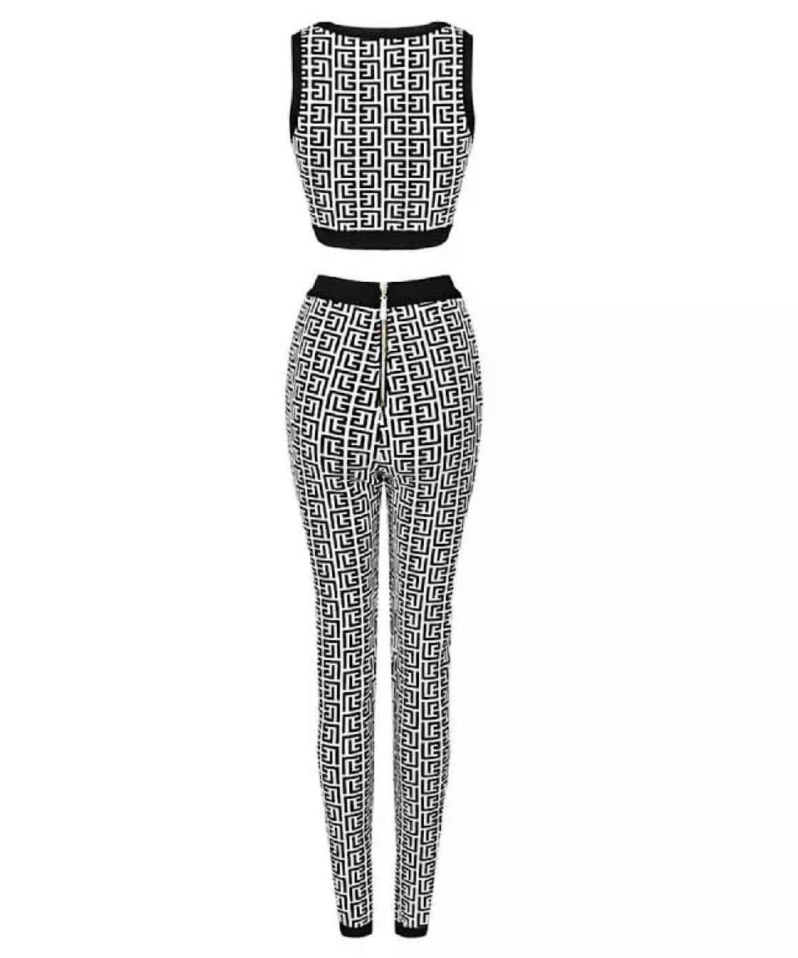 Geometric Pattern Knit Legging Set