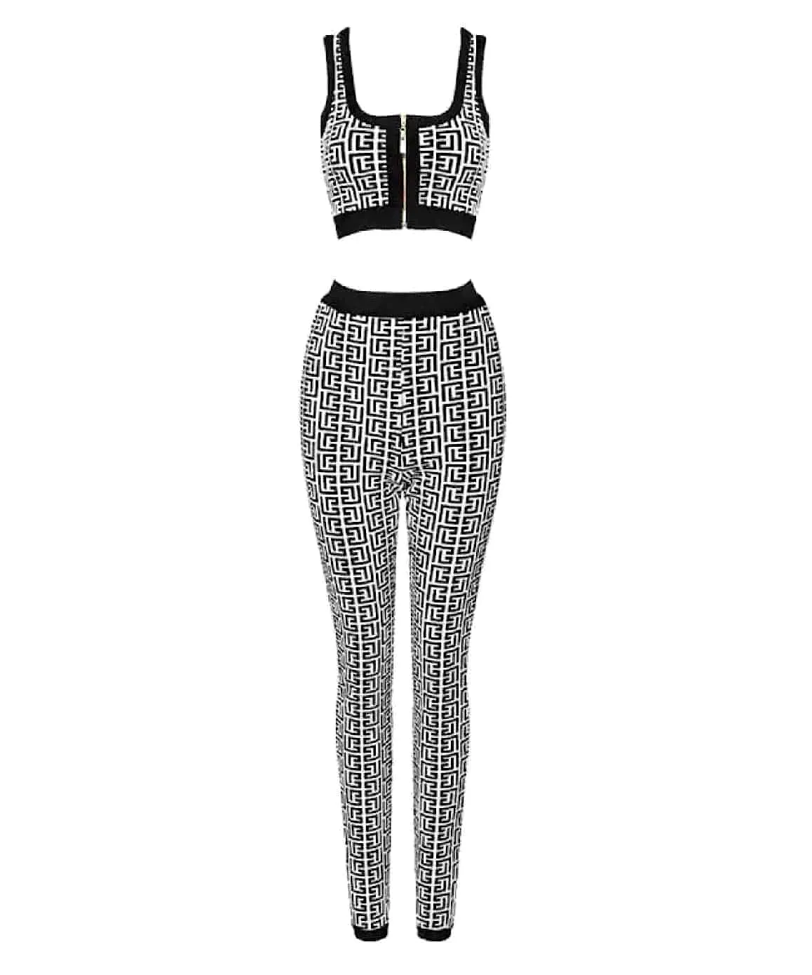 Geometric Pattern Knit Legging Set