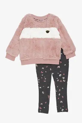 Girls Fur Top and Legging 2-Piece Set