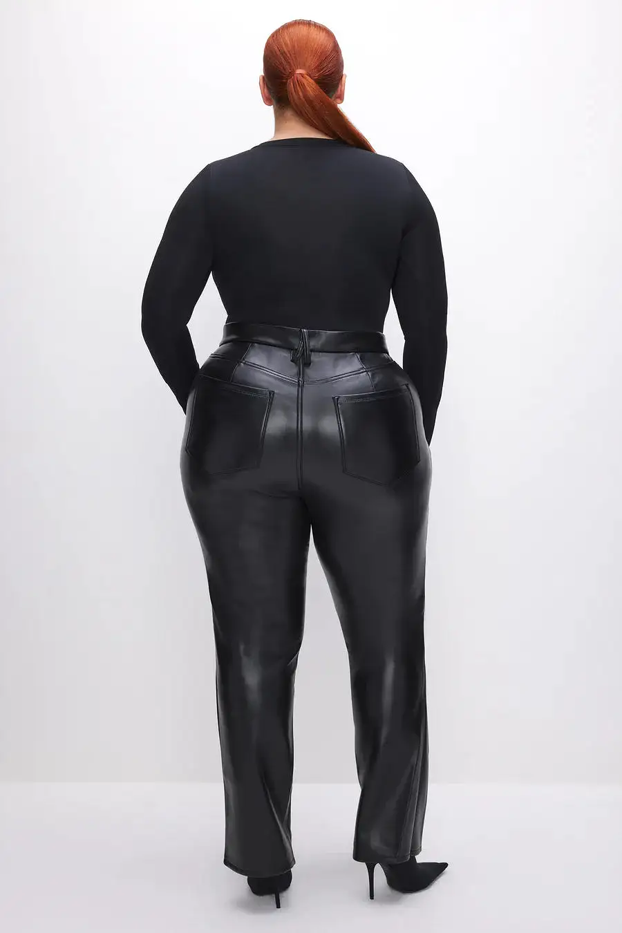 GOOD AMERICAN GOOD ICON FAUX LEATHER PANTS BLACK