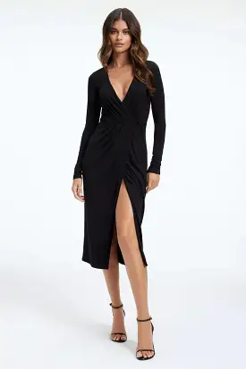 Good American Good Touch Wrap Midi - Black