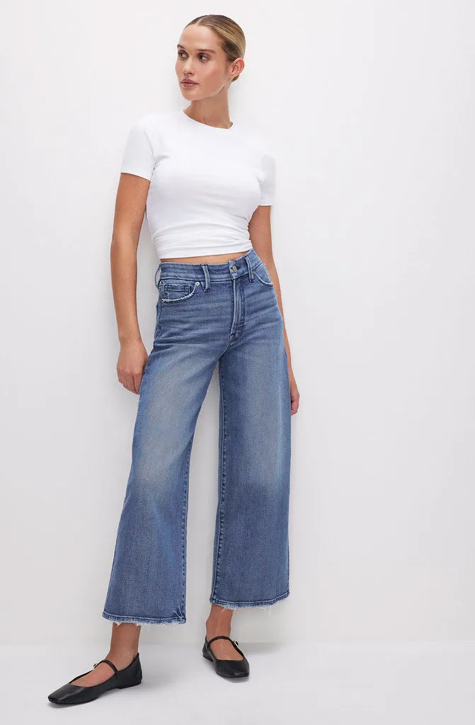 GOOD AMERICAN GOOD WAIST PALAZZO CROP IN INDIGO