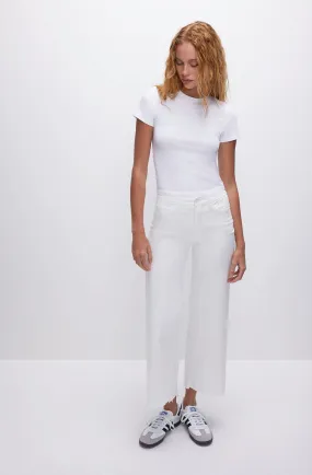 GOOD AMERICAN GOOD WAIST PALAZZO CROP IN WHITE