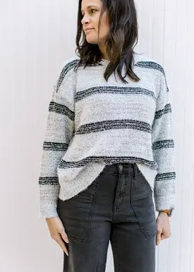 Gray and Black Striped Sweater