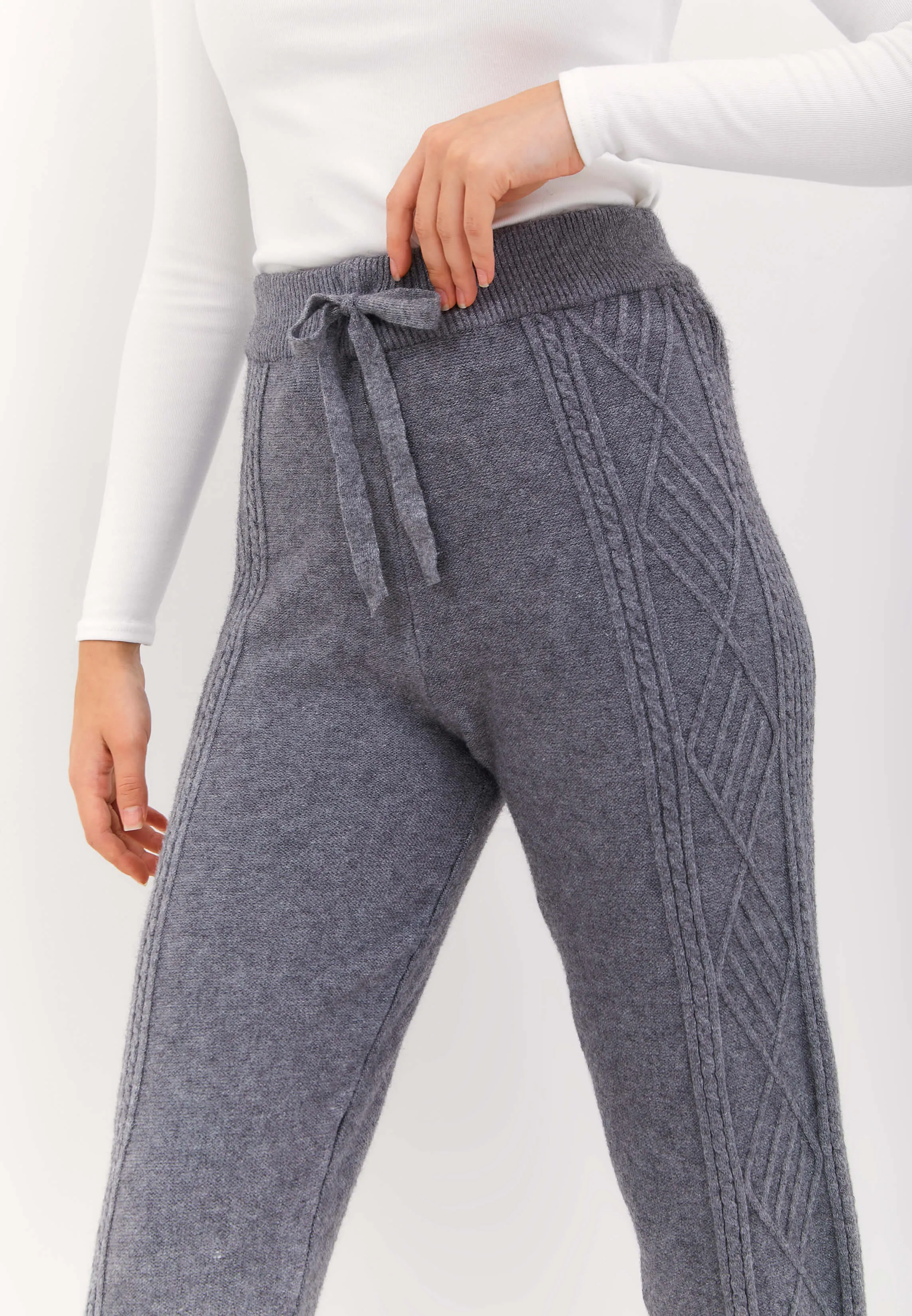 Grey Cable Knit Winter Jogger