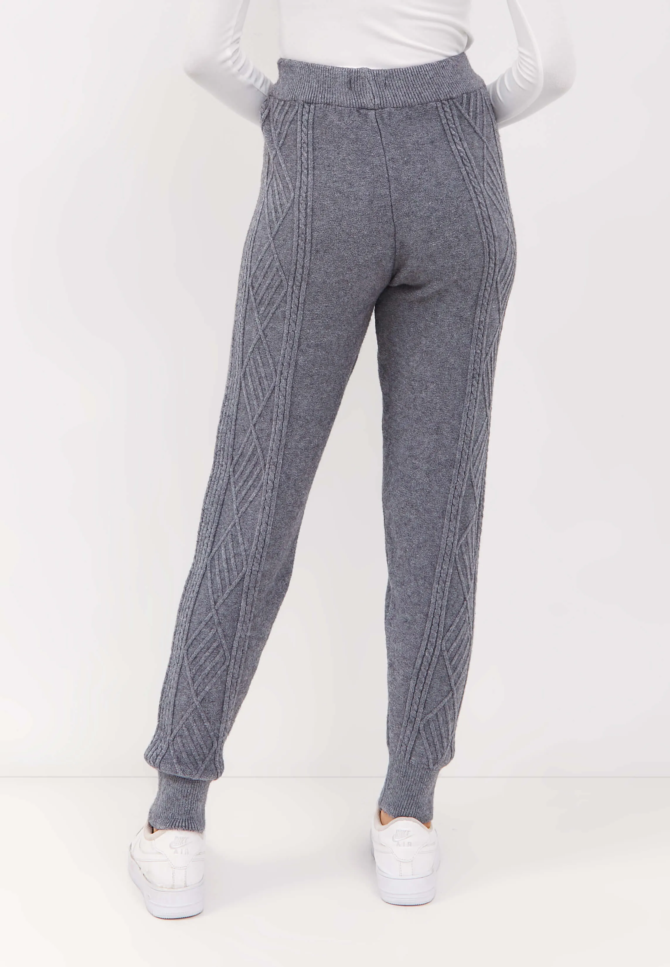 Grey Cable Knit Winter Jogger