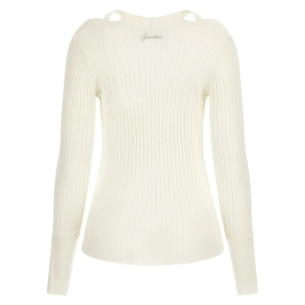 GUESS Shoulder Cutout Ribbed Sweater