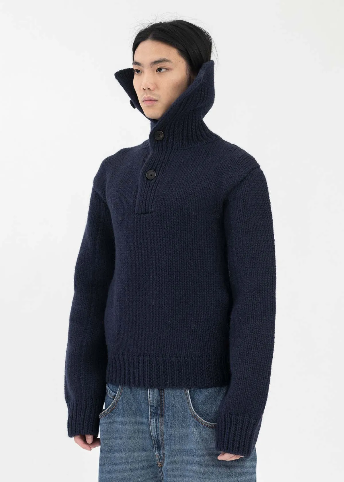 Hi-Turtleneck Sweater - Navy