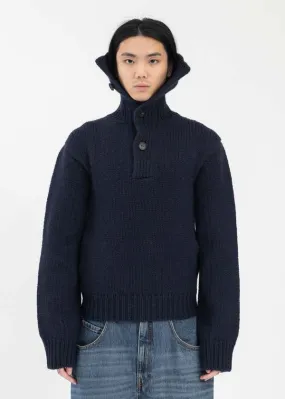 Hi-Turtleneck Sweater - Navy