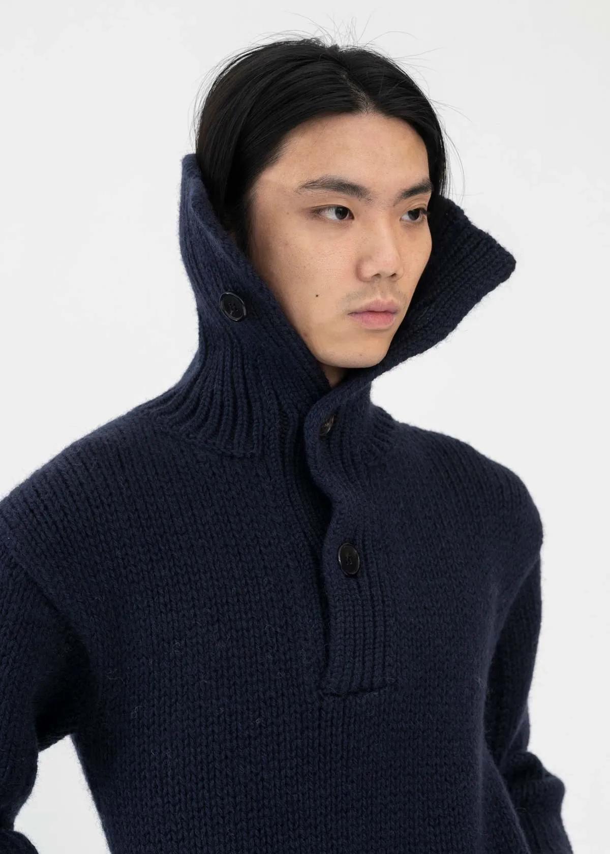 Hi-Turtleneck Sweater - Navy