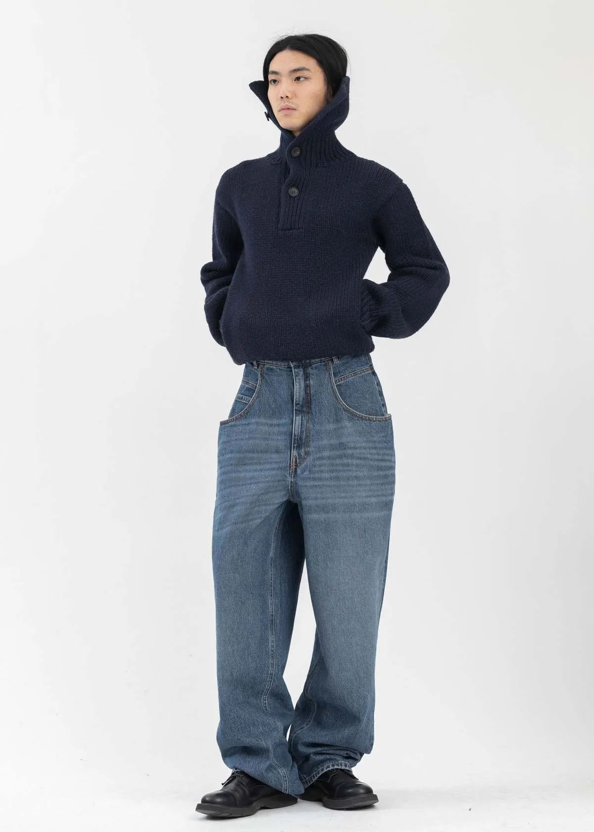 Hi-Turtleneck Sweater - Navy