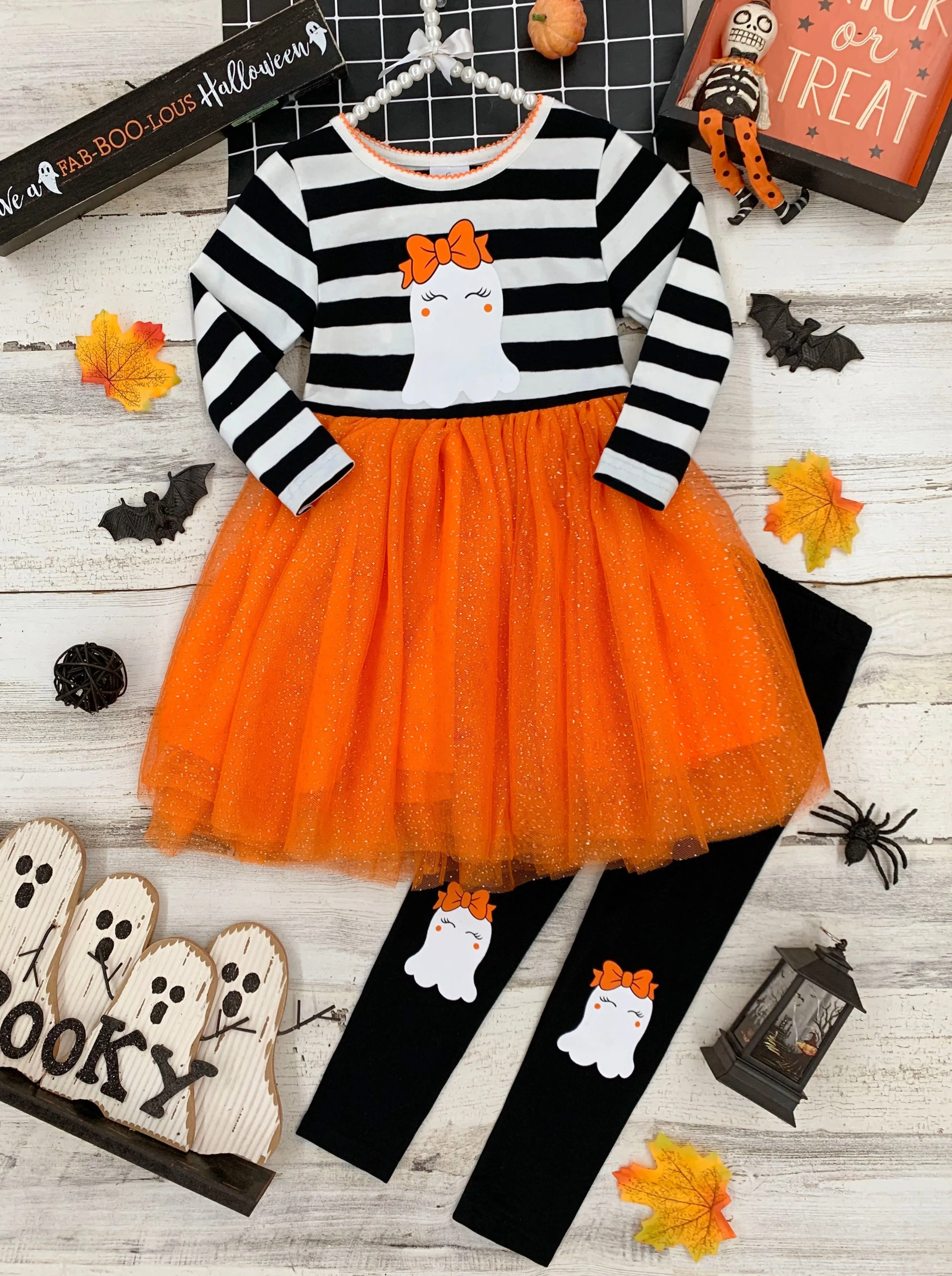 How Do You Boo Striped Tutu Tunic and Legging Set