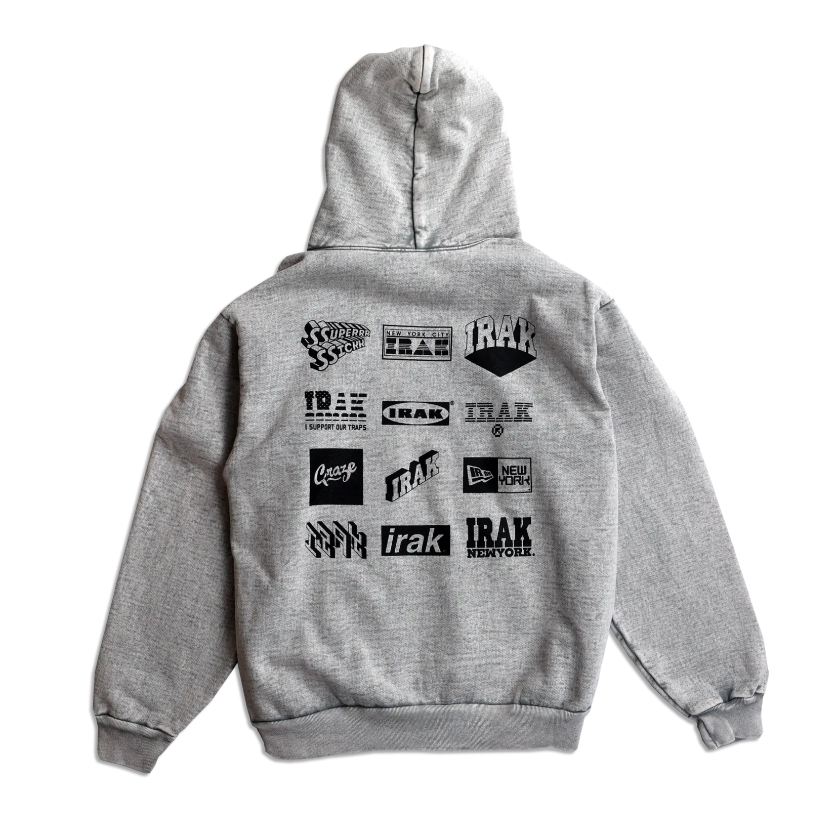 IRAK Logos Hoody Limestone Mineral Wash