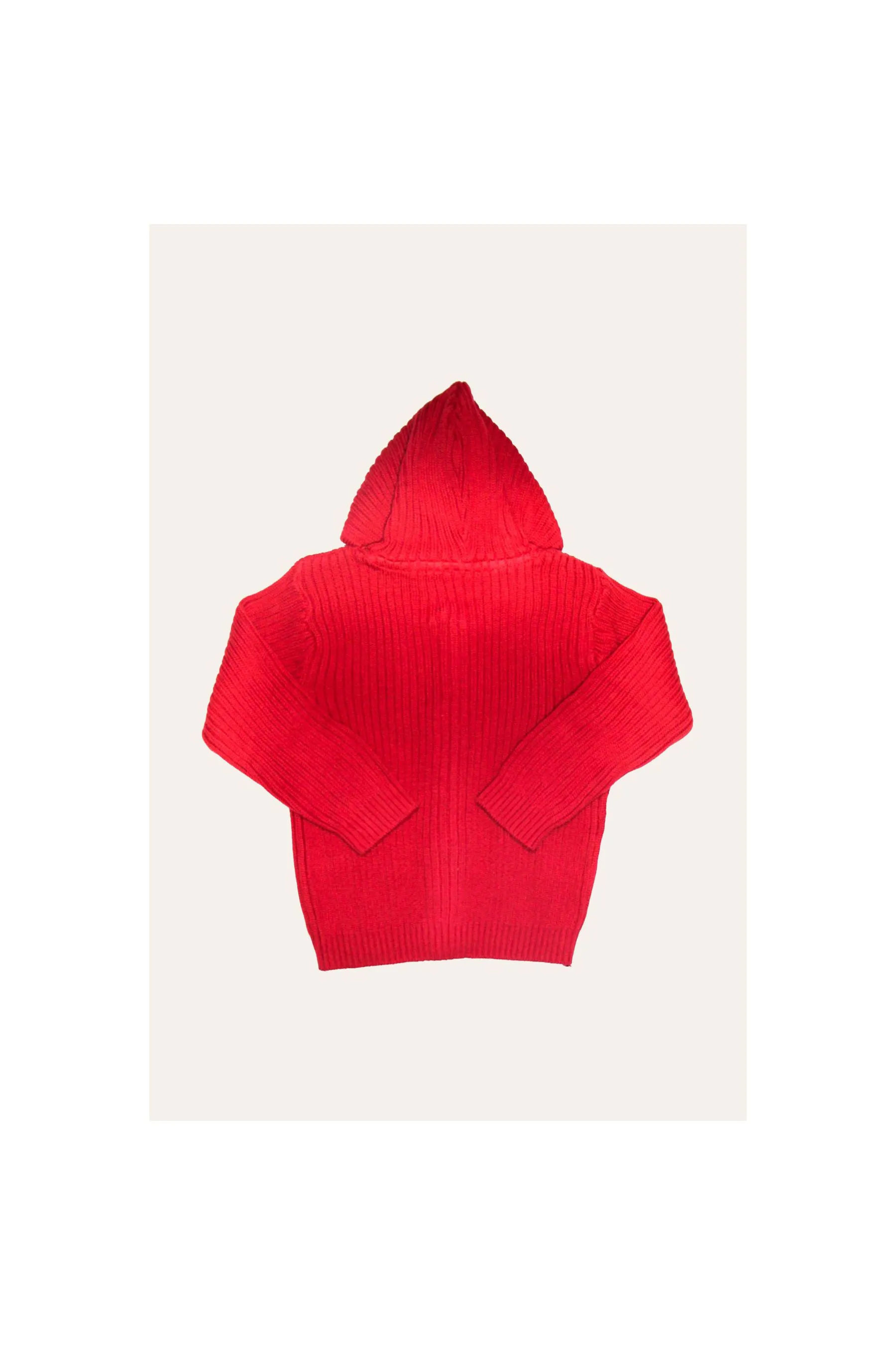 IXAMPLE Red Cable-Knit Zipper Hoody Red Unisex Hoodies