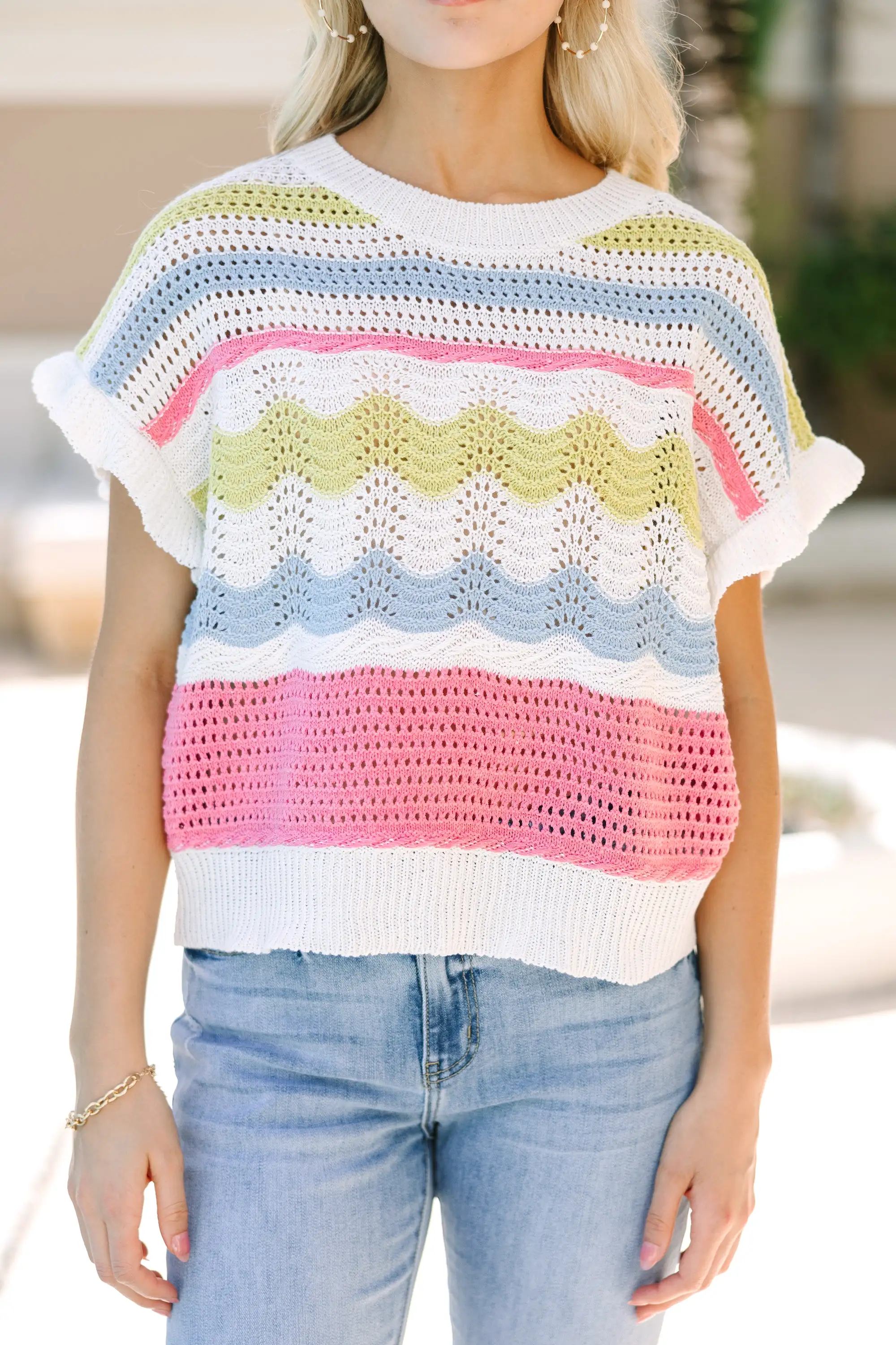 Just For Fun Pink Striped Sweater