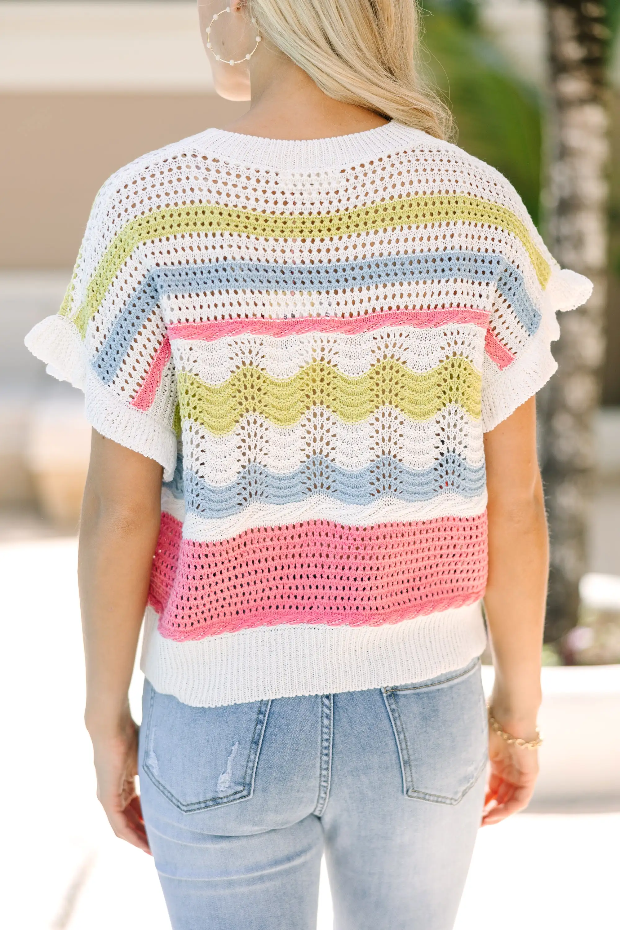 Just For Fun Pink Striped Sweater