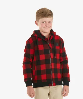 Kids Crooked River Wool Hoody Red/Black Check - Swanndri NZ