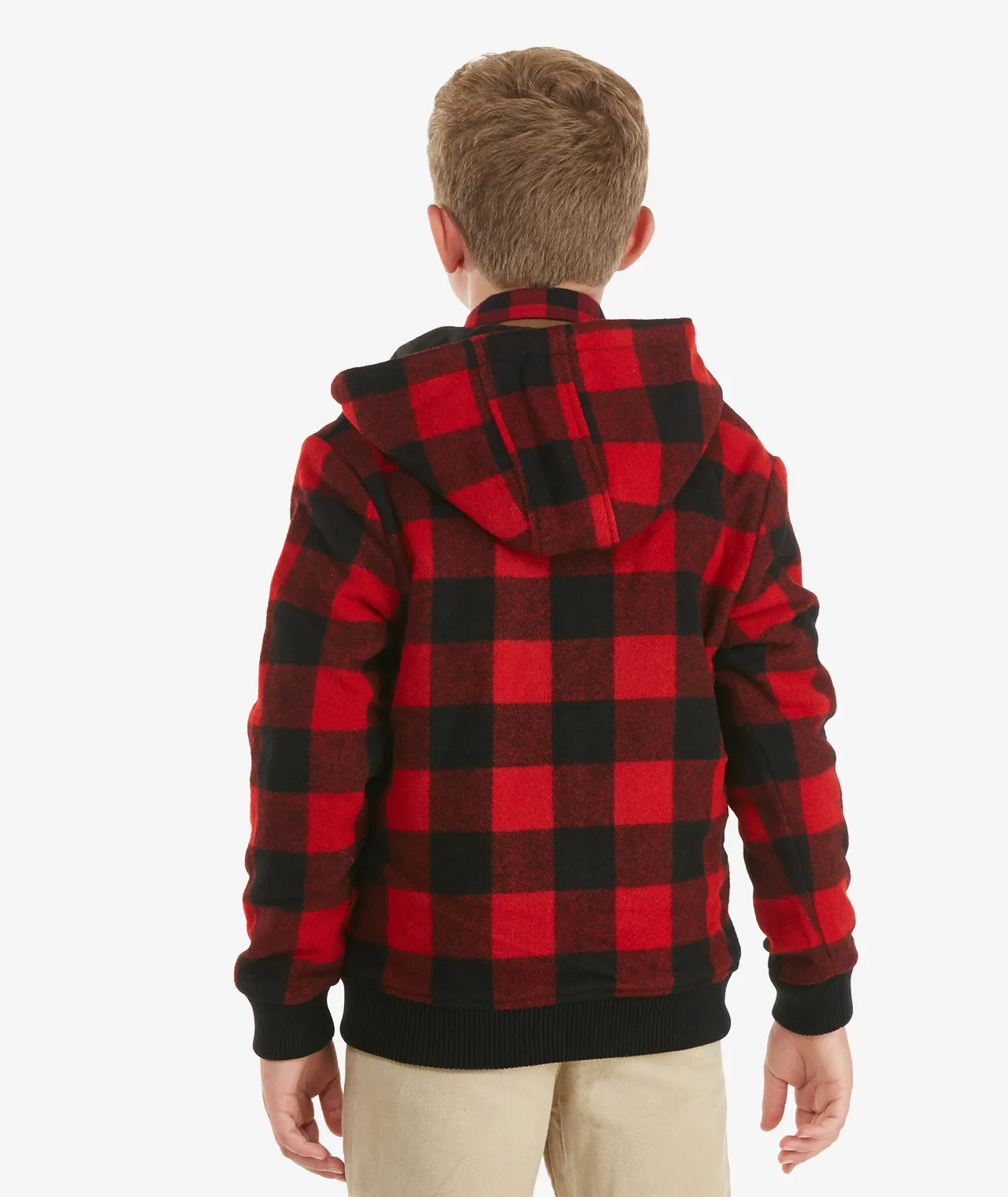 Kids Crooked River Wool Hoody Red/Black Check - Swanndri NZ