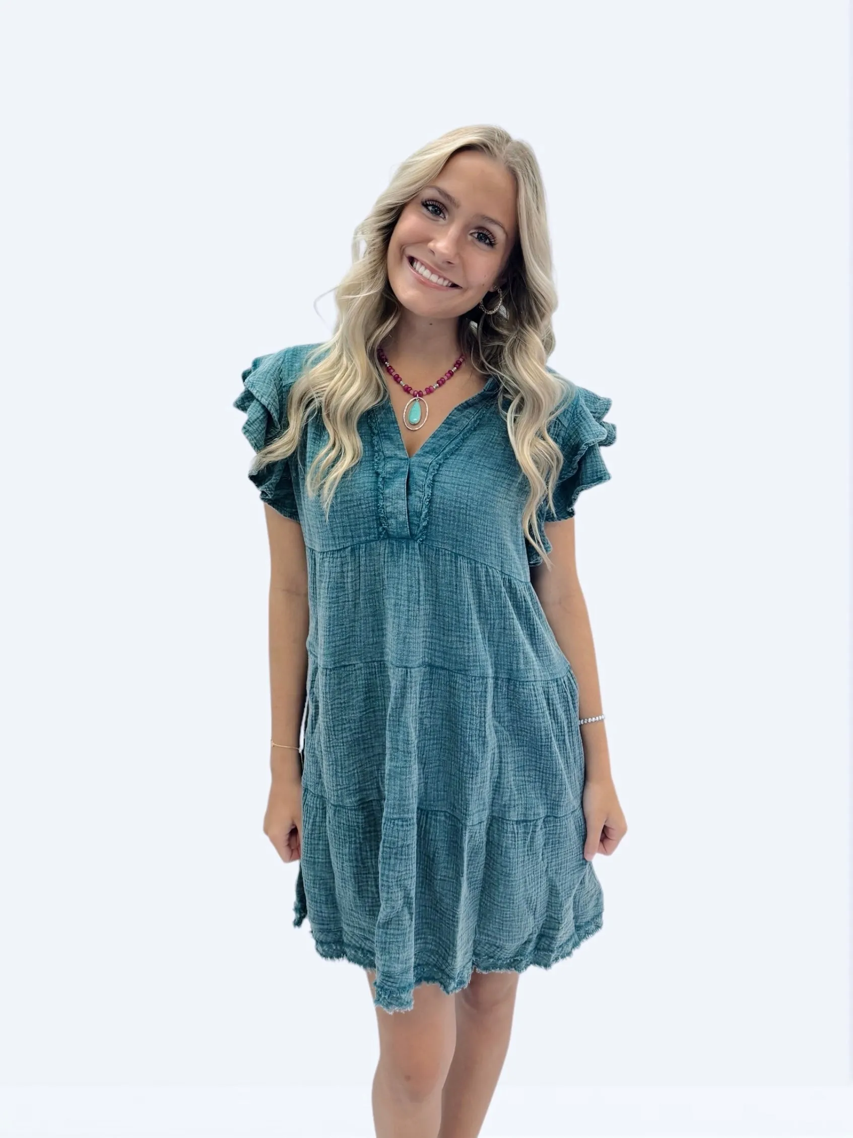 Lagoon Washed Cotton Gauze Dress