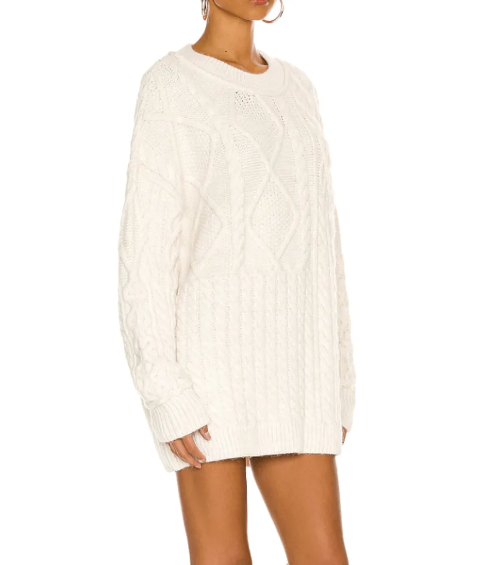 Leslie Cable-knit Tunic in Ivory