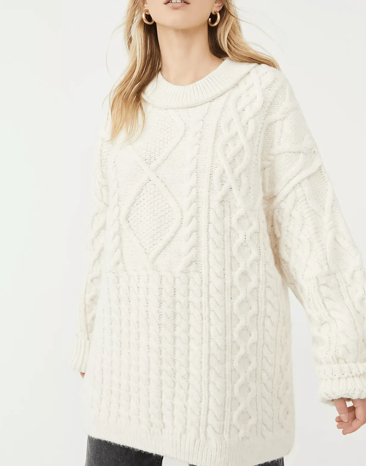 Leslie Cable-knit Tunic in Ivory