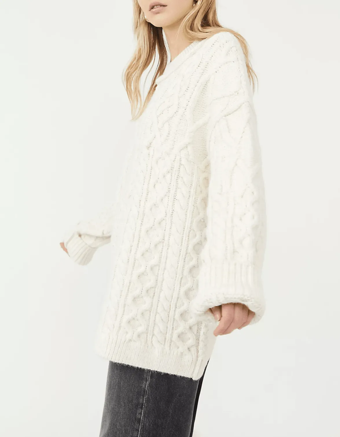 Leslie Cable-knit Tunic in Ivory