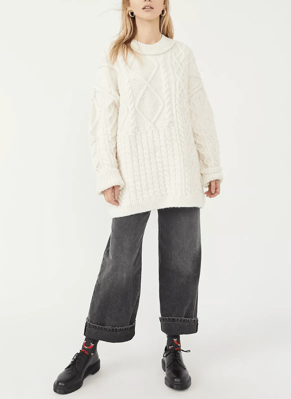 Leslie Cable-knit Tunic in Ivory