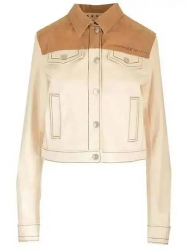 Logo Print Two-Tone Jacket Ivory