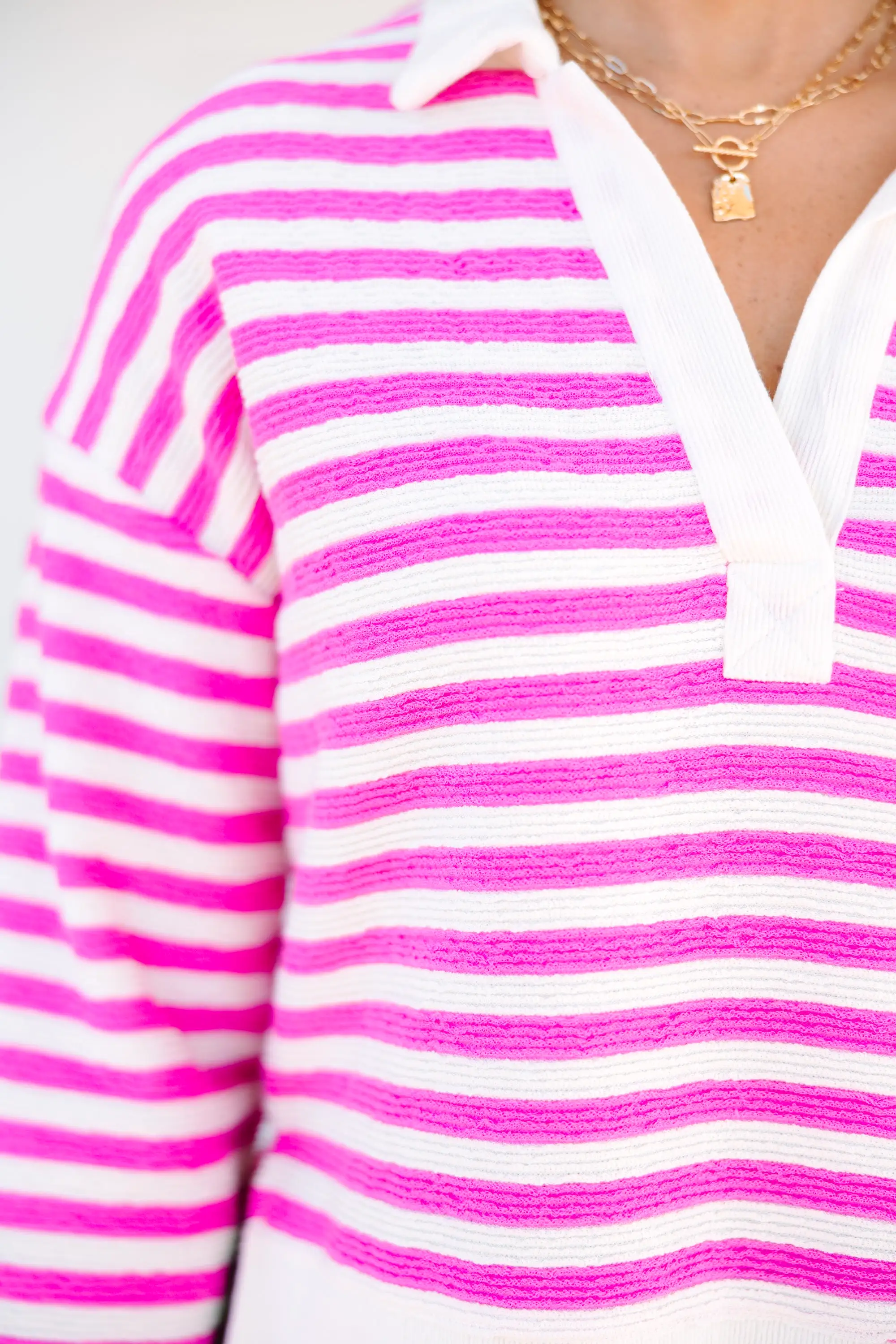 Looking At You Pink Striped Sweater