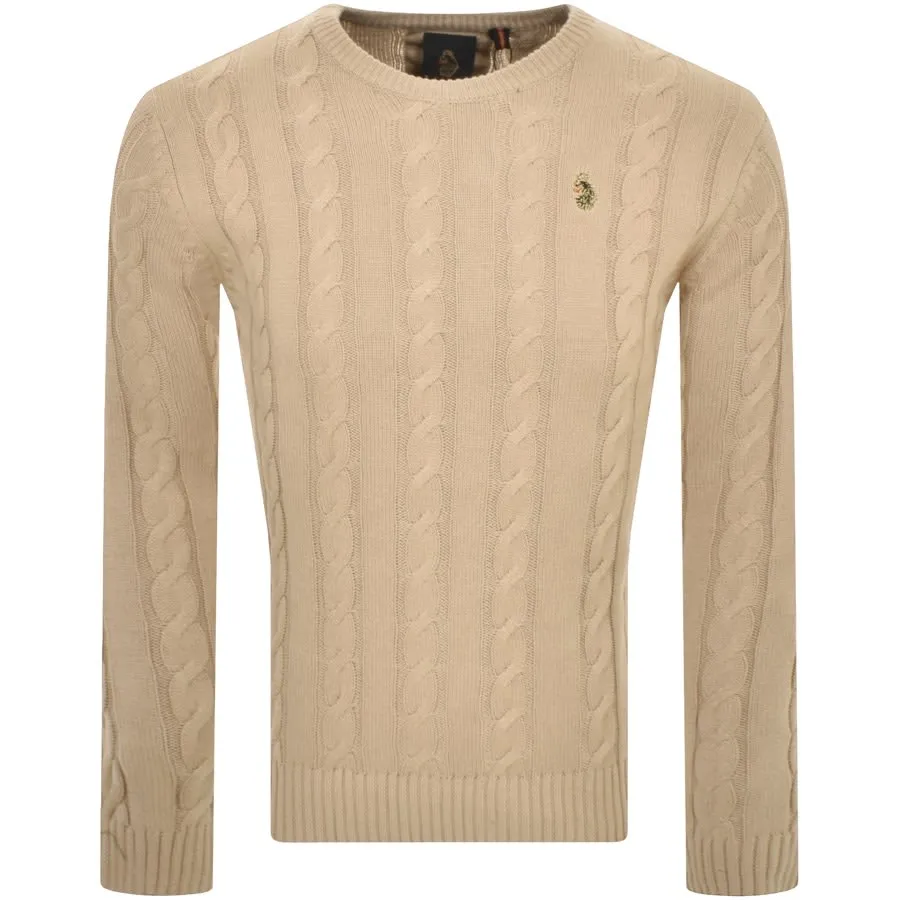 Luke 1977 Aspen Cable Knit Jumper Beige