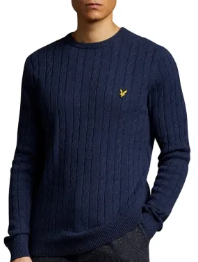 Lyle & Scott Cable Knit Crew Neck Jumper Dark Navy Marl