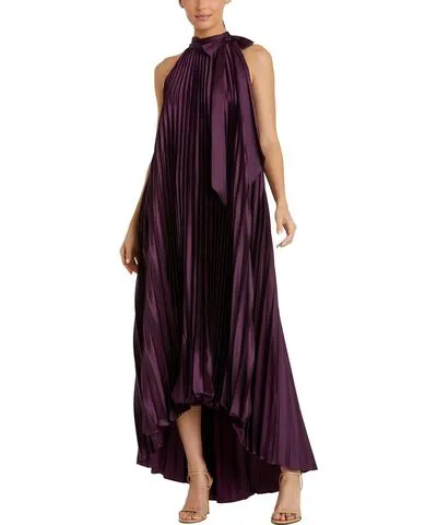 Mac Duggal Womens Satin Pleated Evening Dress