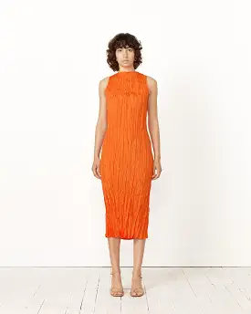 Mauny Pleated Sleeveless Dress in Vermilion