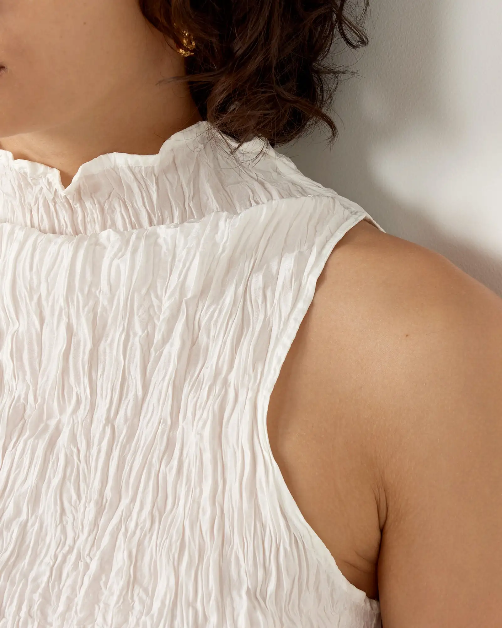 Mauny Pleated Top in Chalk