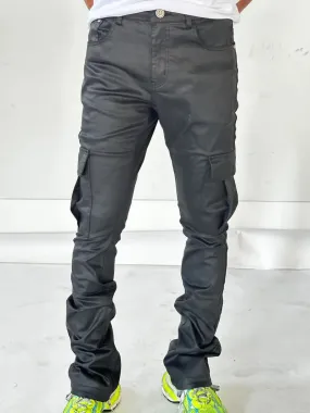 Men QUALIFIED DENIM Wax Cargo Stack Denim Jeans