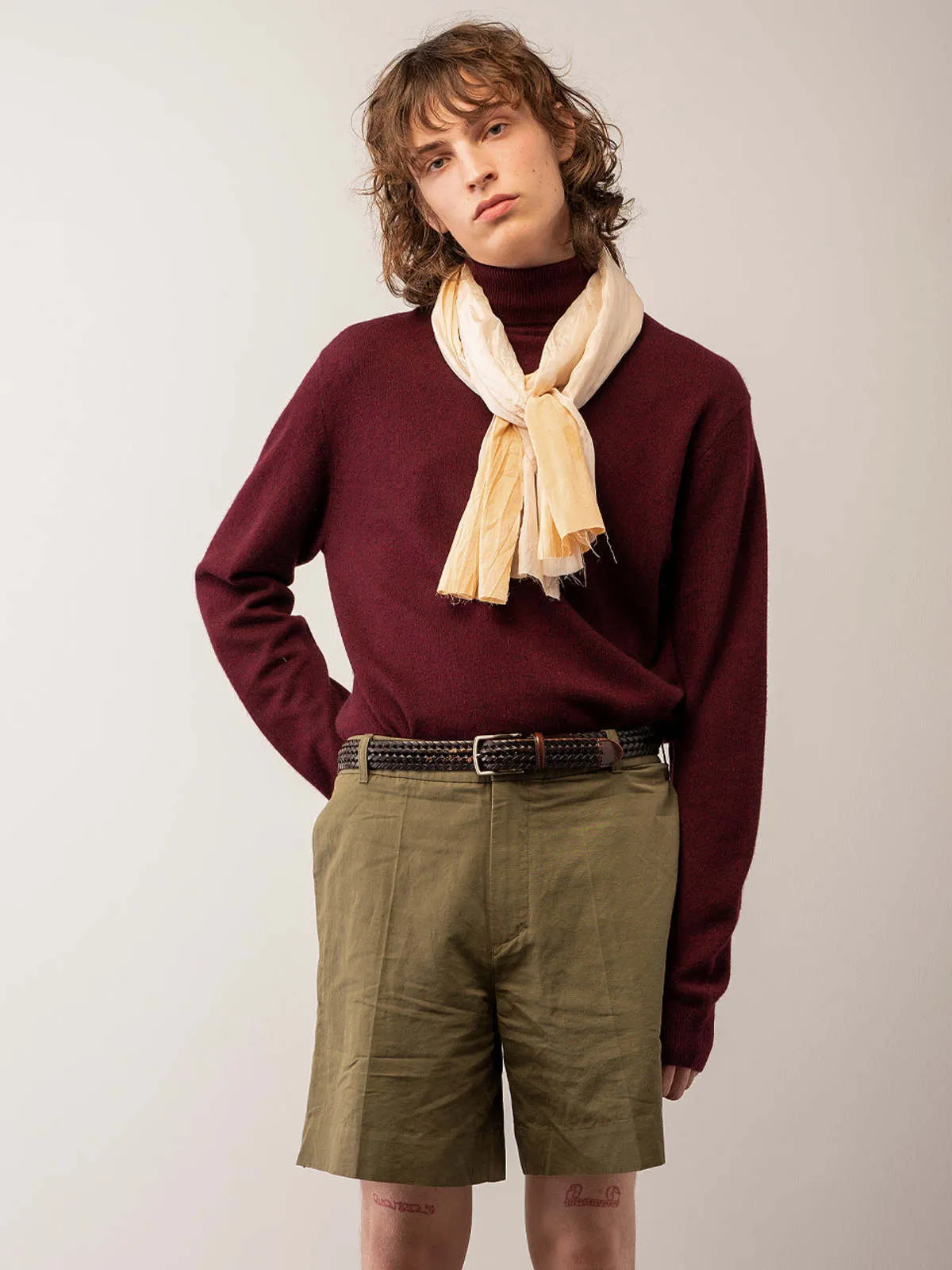 Men Turtleneck Sweater - Burgundy