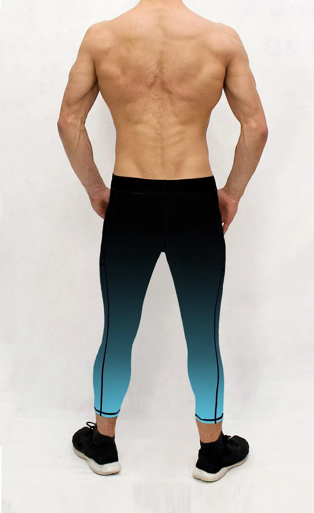 Men's Black Aqua Ombre Tights