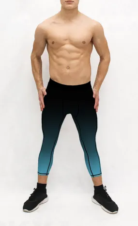 Men's Black Aqua Ombre Tights