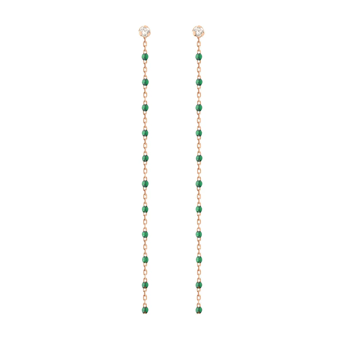 Mini Gigi Party Emerald diamond earrings, Rose Gold