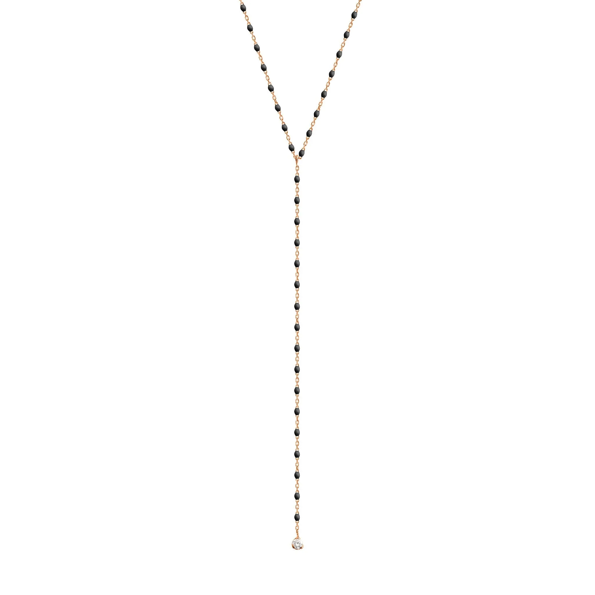 Mini Gigi Y Party Black necklace, Rose Gold, 19.7