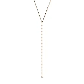 Mini Gigi Y Party Black necklace, Rose Gold, 19.7