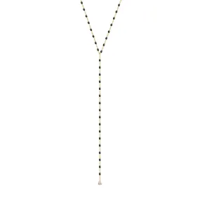 Mini Gigi Y Party Black necklace, Yellow Gold, 19.7