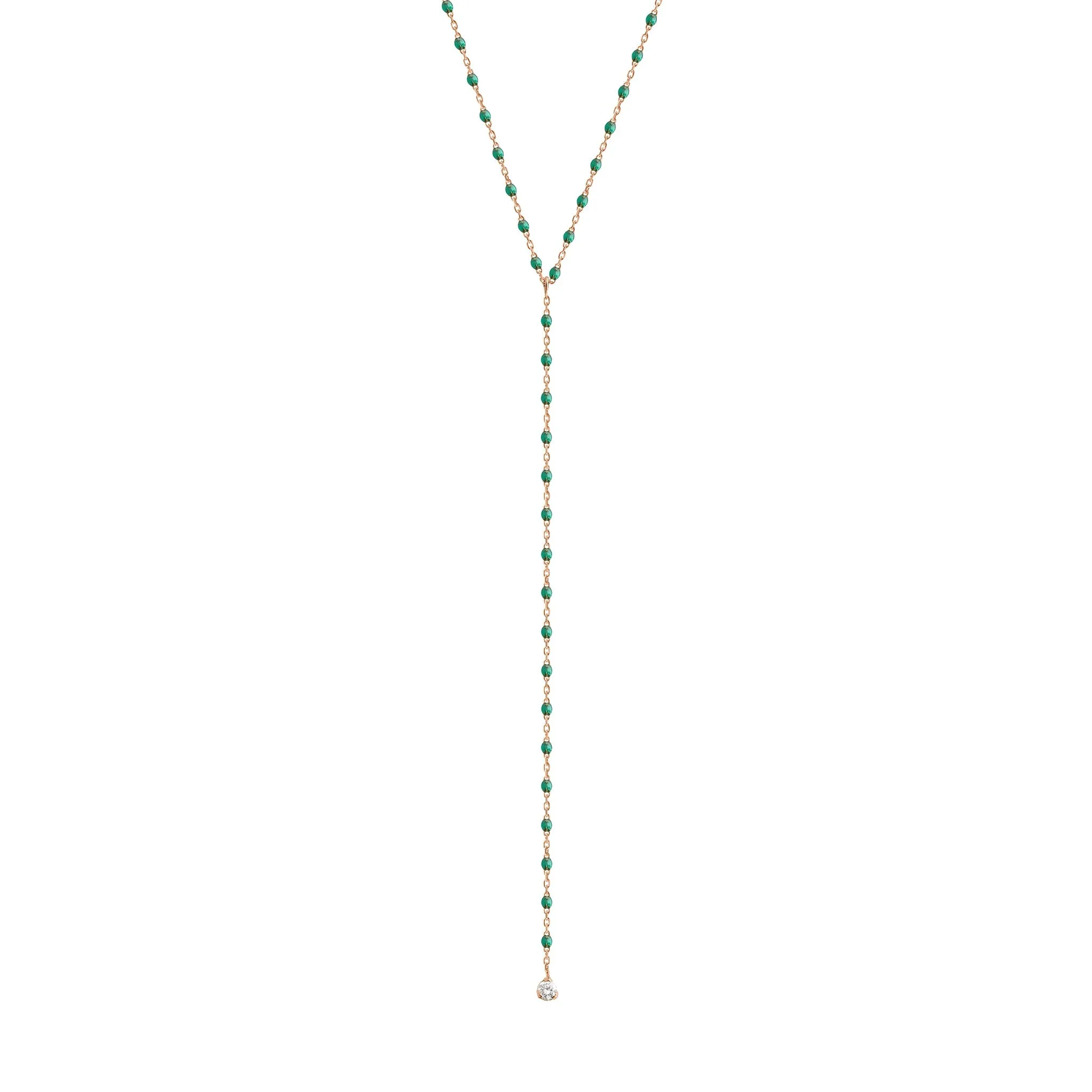 Mini Gigi Y Party Emerald necklace, Rose Gold, 19.7