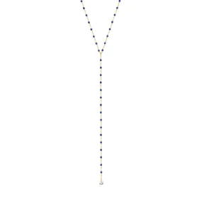 Mini Gigi Y Party Lapis necklace, Yellow Gold, 19.7