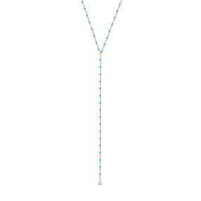 Mini Gigi Y Party Turquoise Green necklace, Rose Gold, 19.7