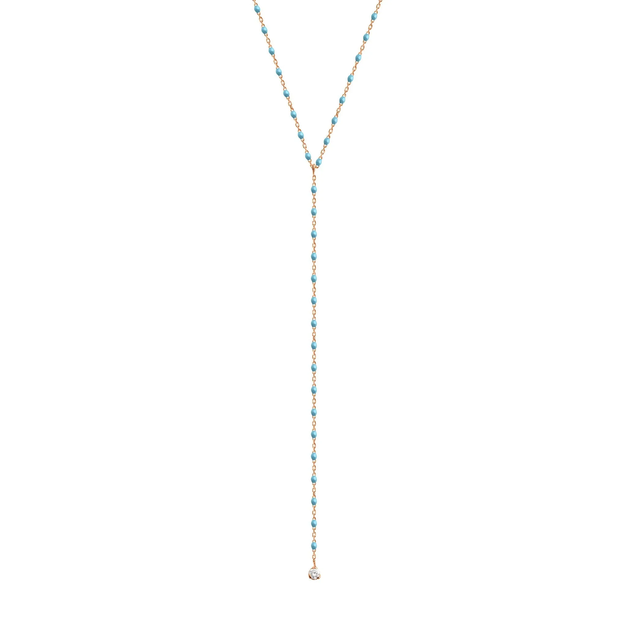 Mini Gigi Y Party Turquoise necklace, Rose Gold, 19.7