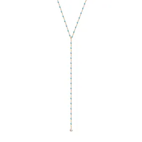 Mini Gigi Y Party Turquoise necklace, Rose Gold, 19.7